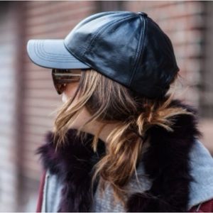 New vegan leather baseball cap black